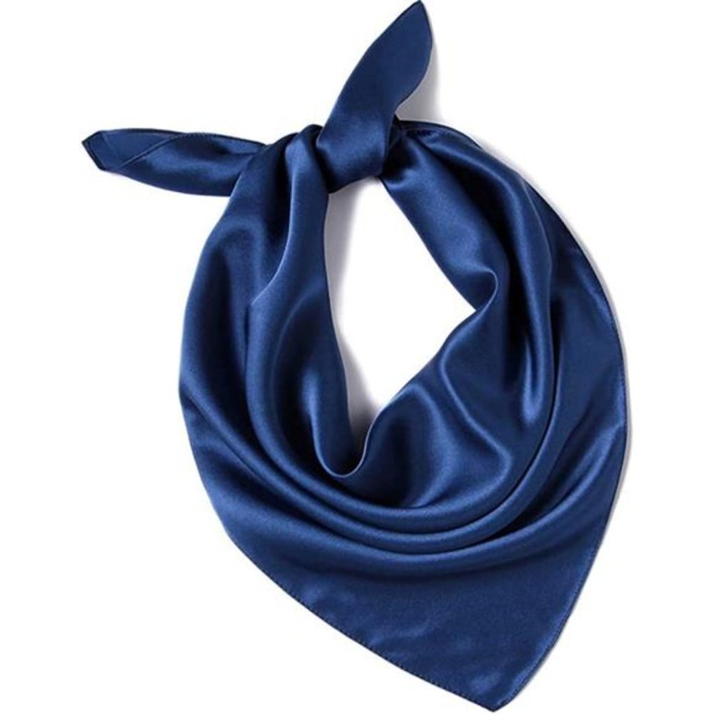 100 Mulberry Silk Scarf Solid Color  Navy Blue